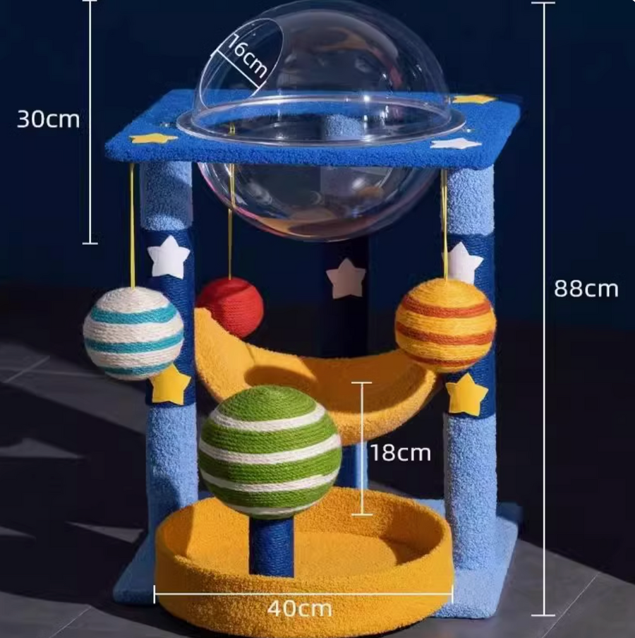 All-in-One Cat Climbing Tower Cat Tree with Space Pod