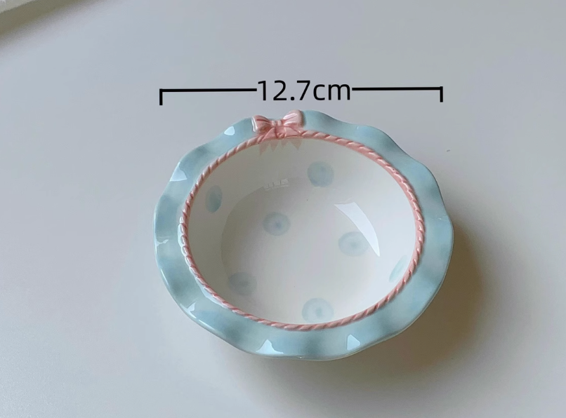 Cute Ceramic Pet Bowl with Bowknot