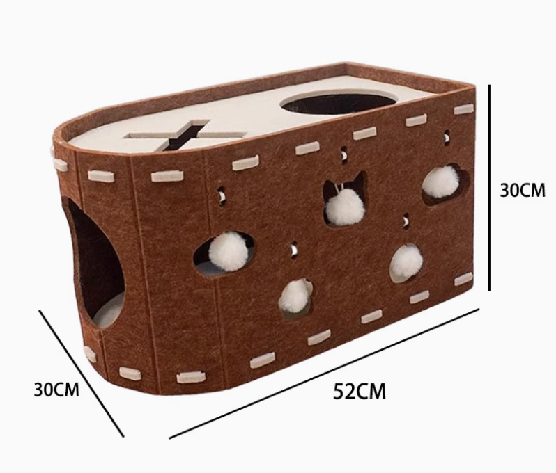 2-in-1 Felt Cat Cave & Scratcher – Cozy Bed and Play Spot