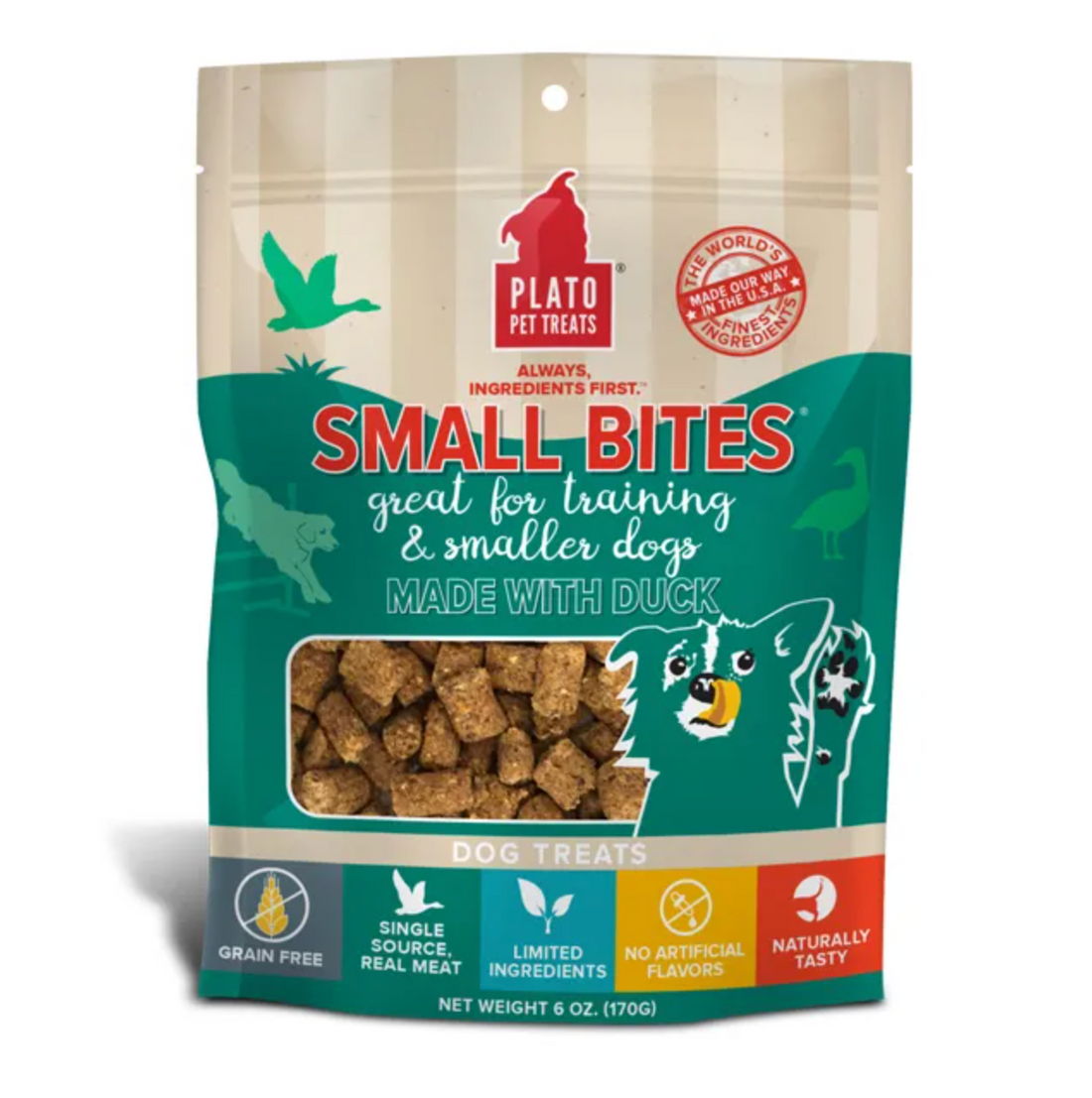 【Plato Pet Treats】Dog Treats - Small Bites - Duck 6oz