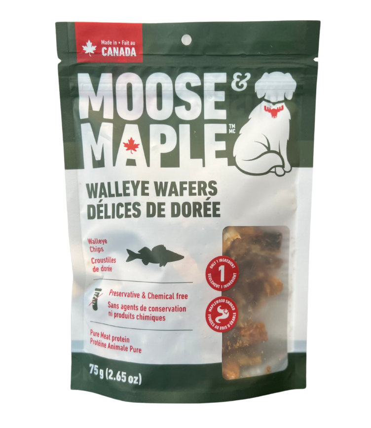 【 Moose & Maple】Dog Treats -  Walleye Wafers - Dehydrated walleye skins 75g