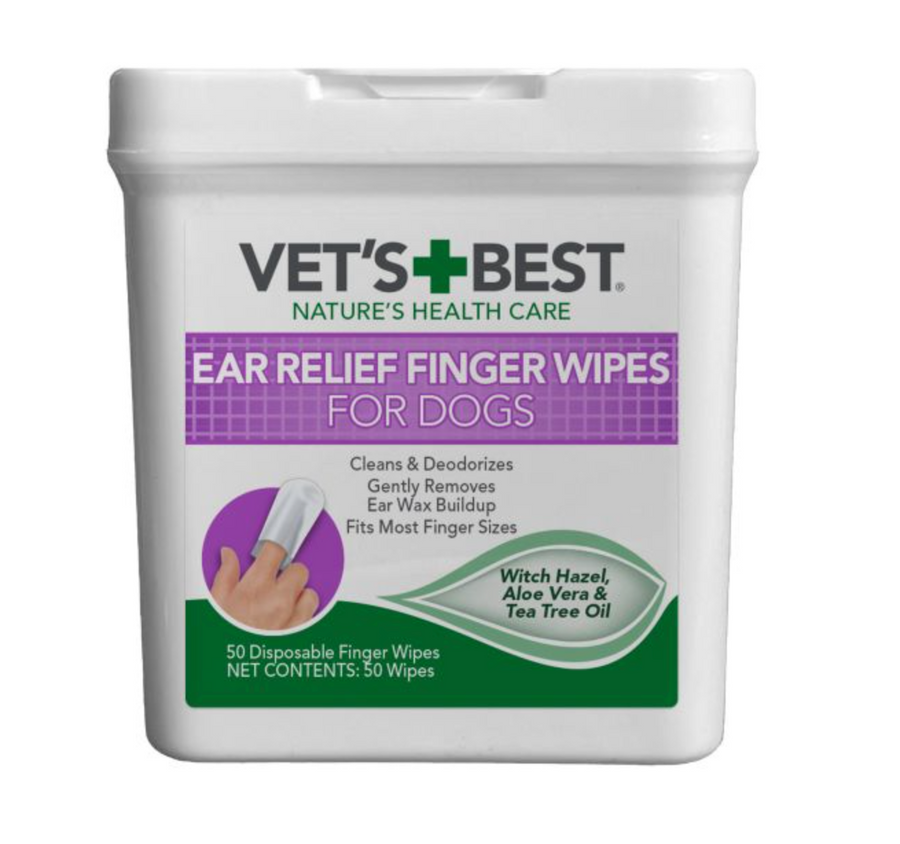 【Vet's Best】Ear Relief Finger Wipes for Dogs & Cats - 50 Wipes