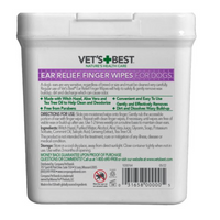 【Vet's Best】Ear Relief Finger Wipes for Dogs & Cats - 50 Wipes