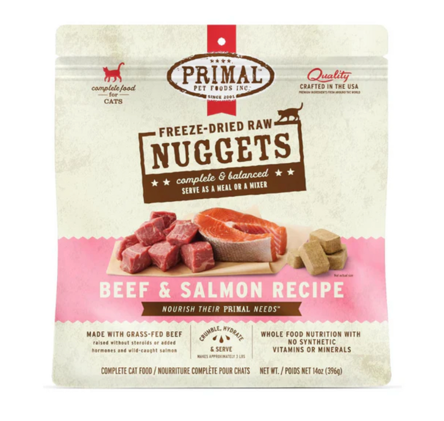 【PRIMAL】Cat - Freeze-Dried Nuggets - Beef & Salmon - 5.5oz & 14oz