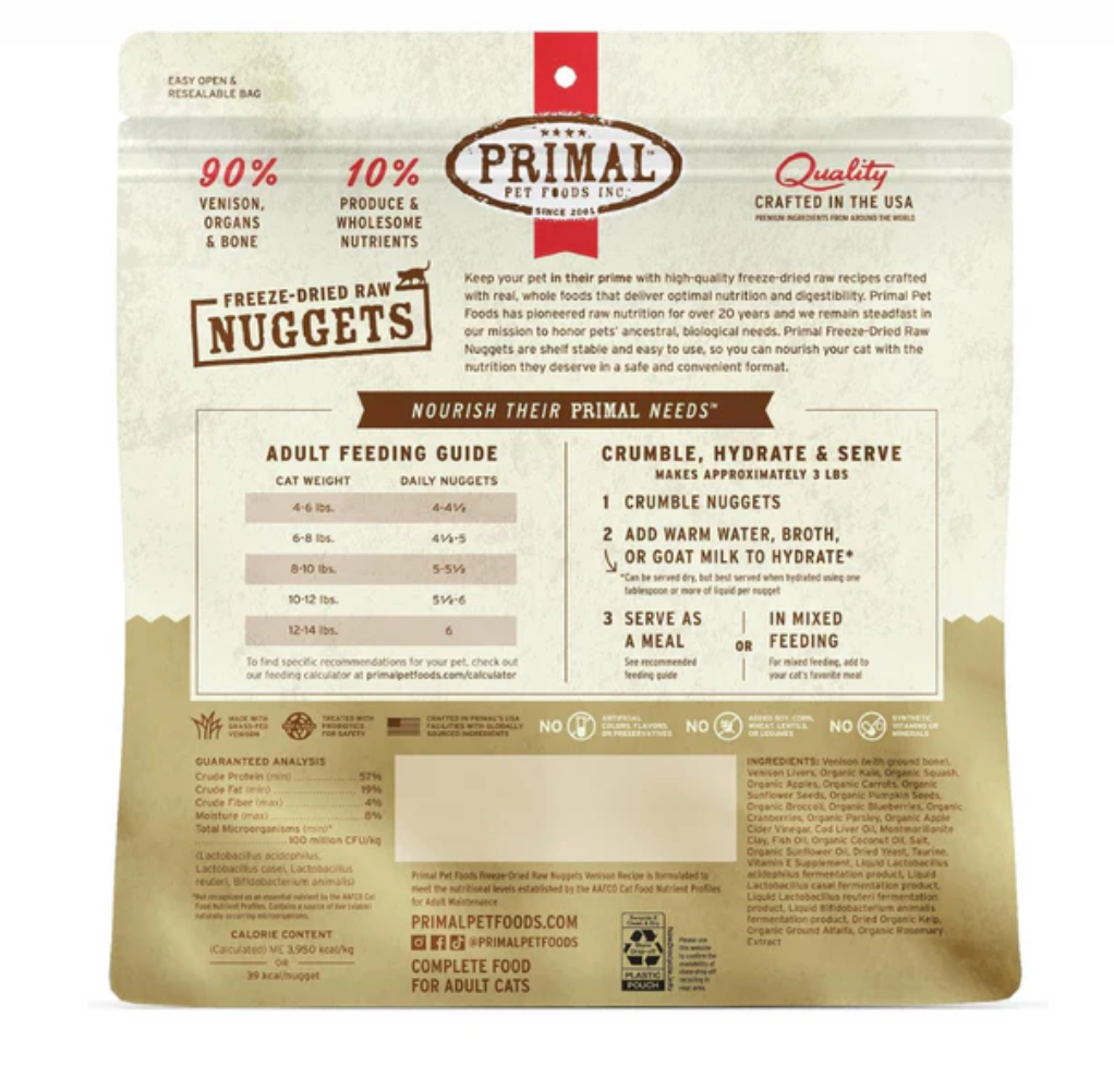 【PRIMAL】Cat - Freeze-Dried Nuggets - Venison - 5.5oz & 14oz