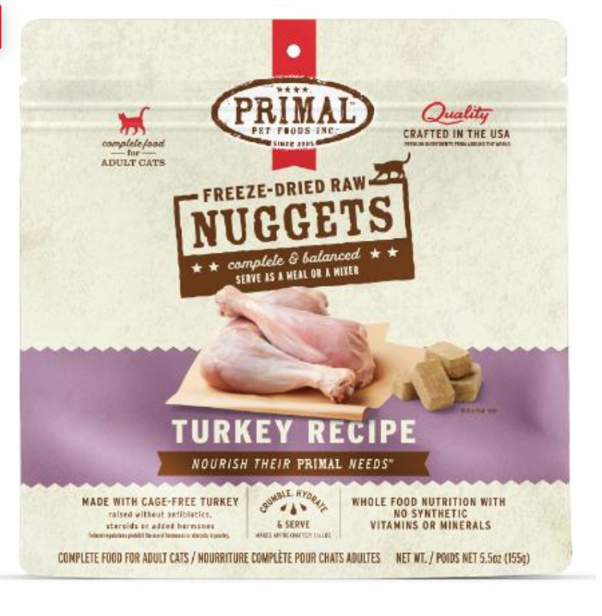 【PRIMAL】Cat - Freeze-Dried Nuggets - Turkey - 5.5oz & 14oz