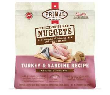 【PRIMAL】Dog - Freeze-Dried Nuggets - Turkey & Sardine - 5.5oz & 14oz