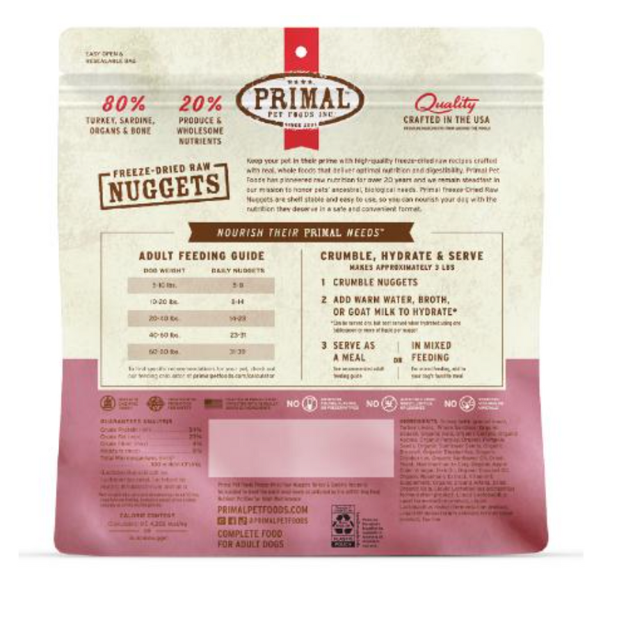 【PRIMAL】 狗狗冻干 - 火鸡 & 沙丁鱼