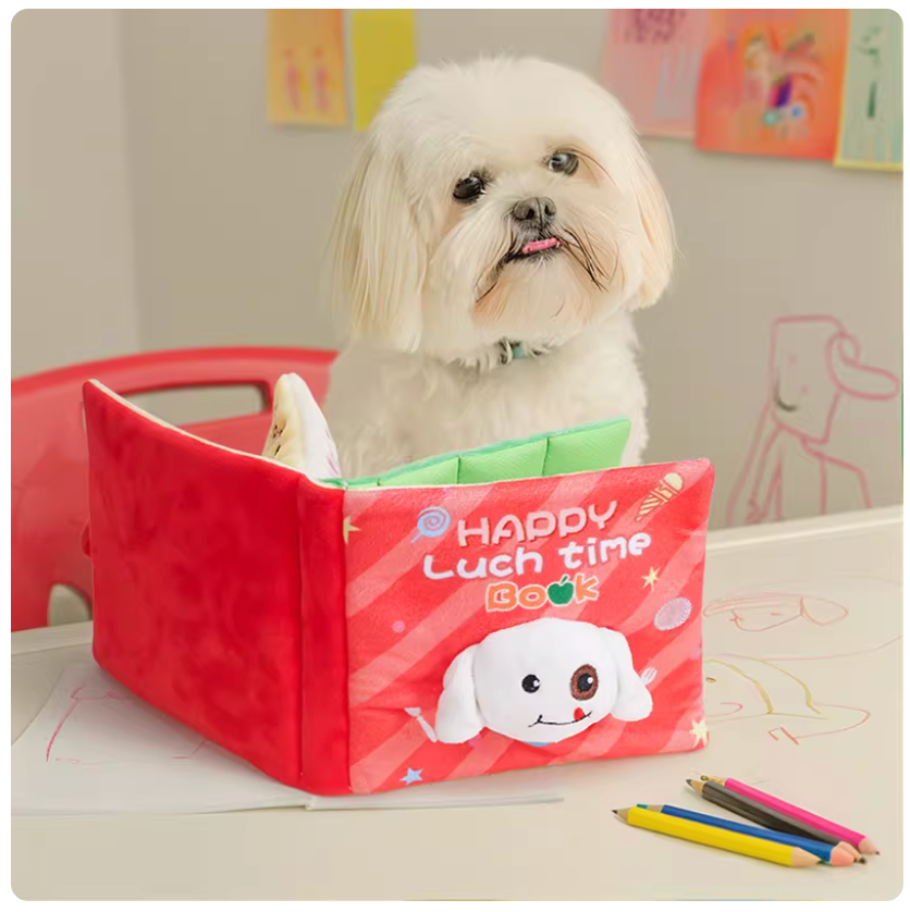 Interactive Dog Snuffle Book - Red Happy Lunch Time (Hardness Level 1)