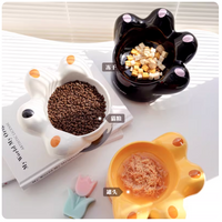 Ergonomic Elevated Ceramic Cat Paw Bowl