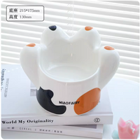 Ergonomic Elevated Ceramic Cat Paw Bowl