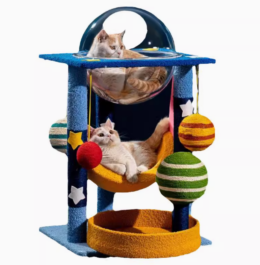 All-in-One Cat Climbing Tower Cat Tree with Space Pod