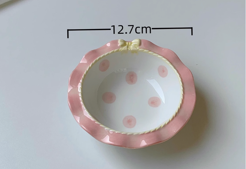 Cute Ceramic Pet Bowl with Bowknot