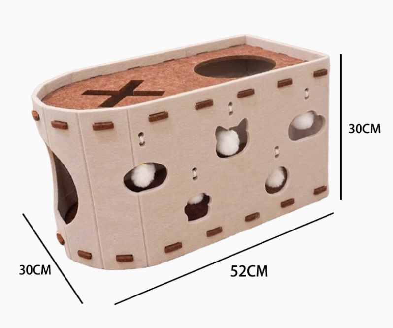 2-in-1 Felt Cat Cave & Scratcher – Cozy Bed and Play Spot