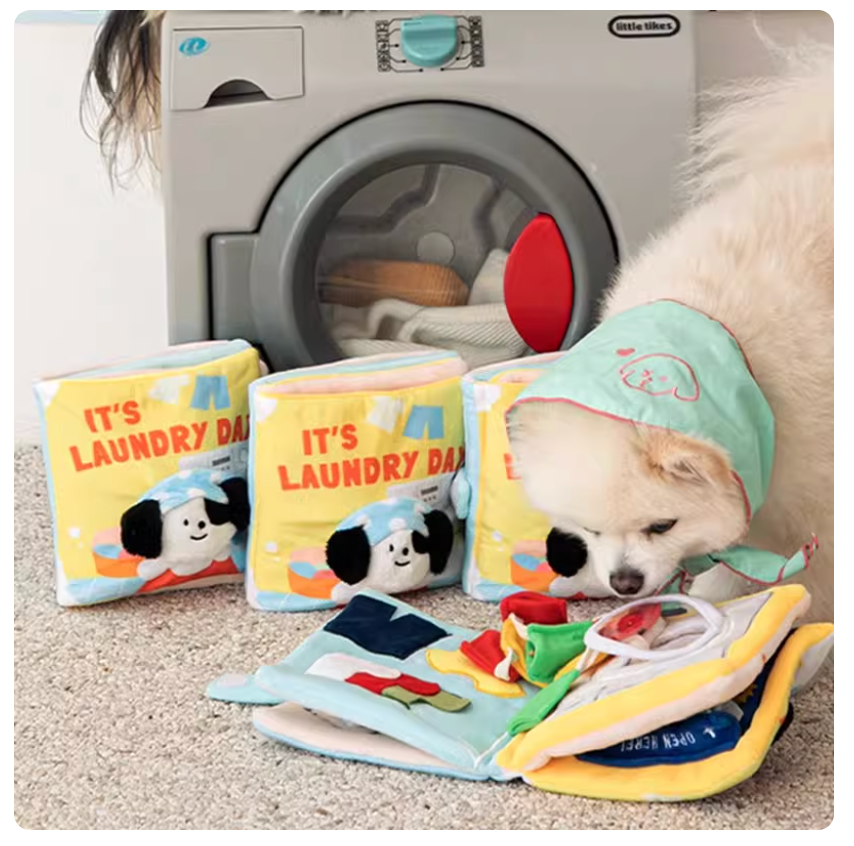 Interactive Dog Snuffle Book - Yellow Laundry Day (Hardness Level 3)