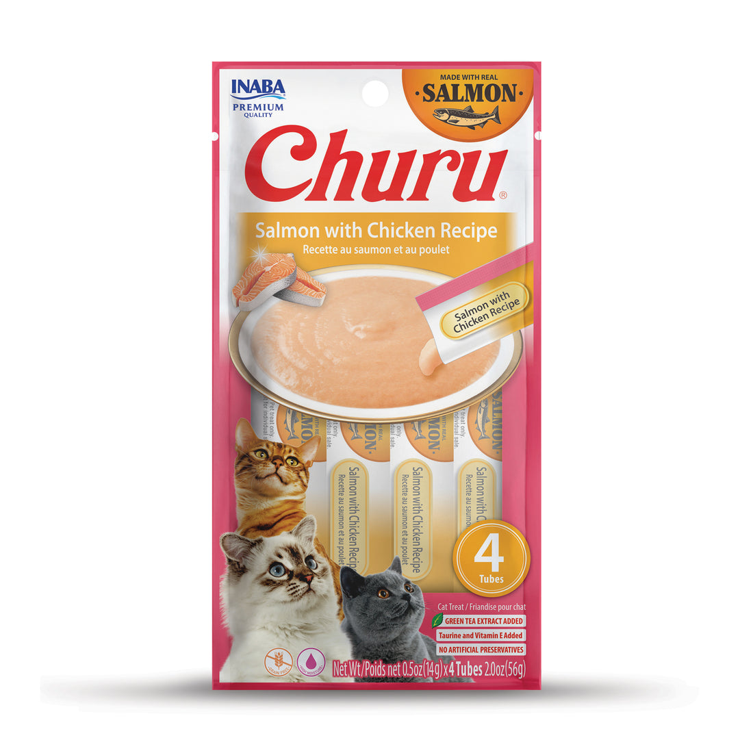 【INABA】Churu Purées Cat Treat - Salmon with Chicken Recipe - 2oz / 56g