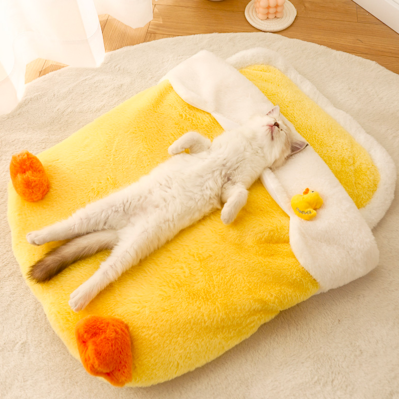 Cute Duck Fur Pocket Pet Bed