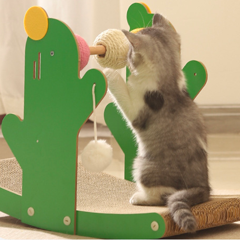 Cactus Teeter-Totter Cat Scratchboard