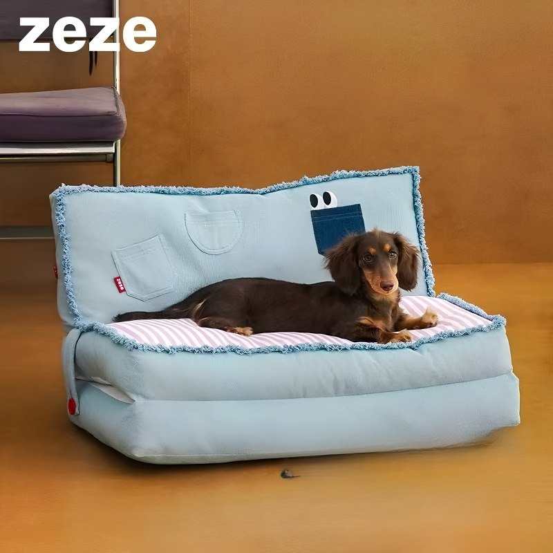 【Zeze】Foldable Denim Pet Sofa Bed