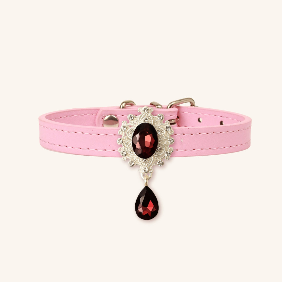 【Mori Cat】Luxury Cat Collar with Interchangeable Gem Charms-Pink