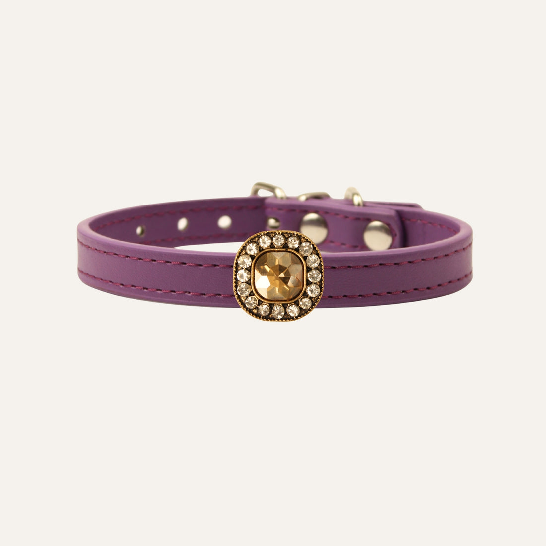 【Mori Cat】Luxury Cat Collar with Interchangeable Gem Charms-Purple