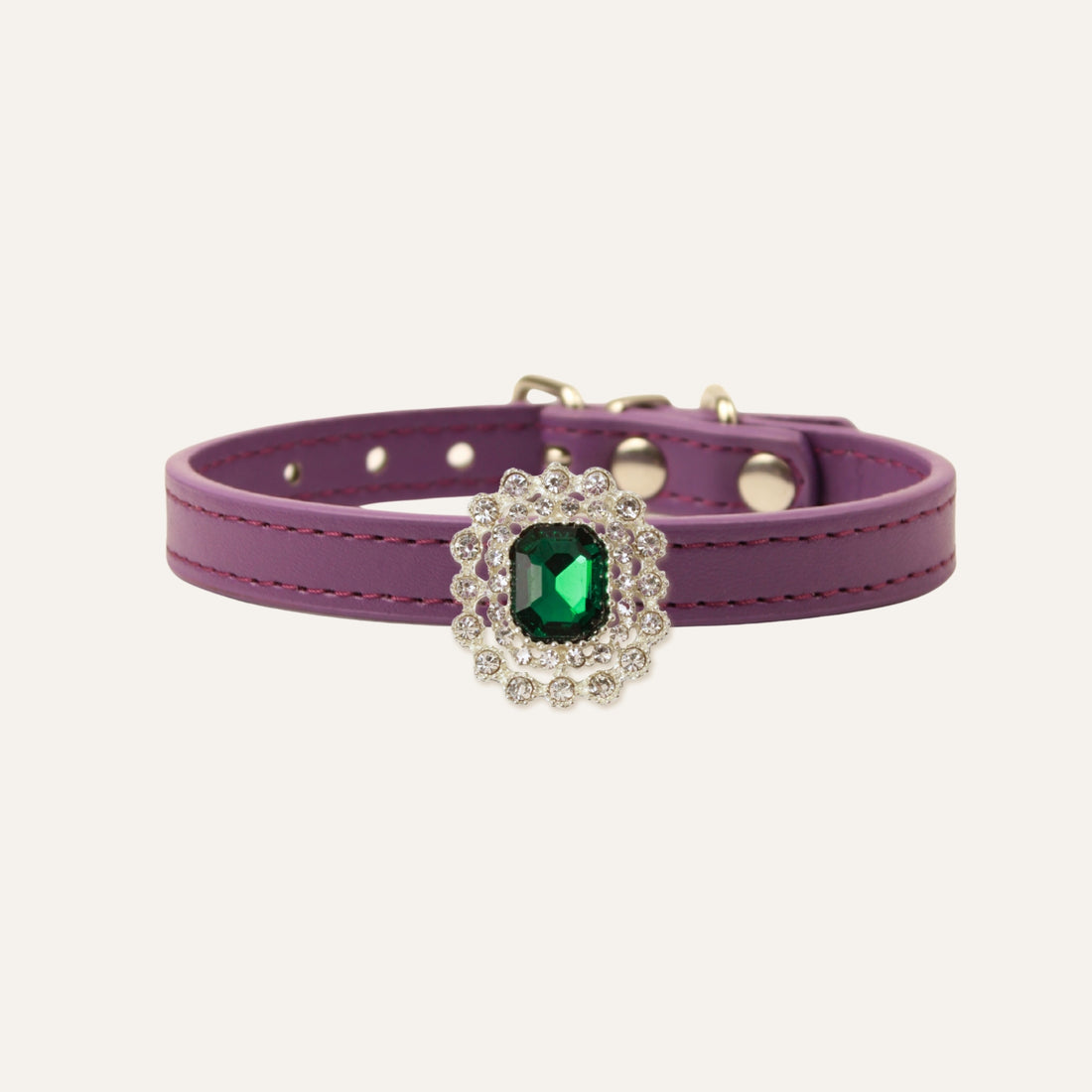 【Mori Cat】Luxury Cat Collar with Interchangeable Gem Charms-Purple