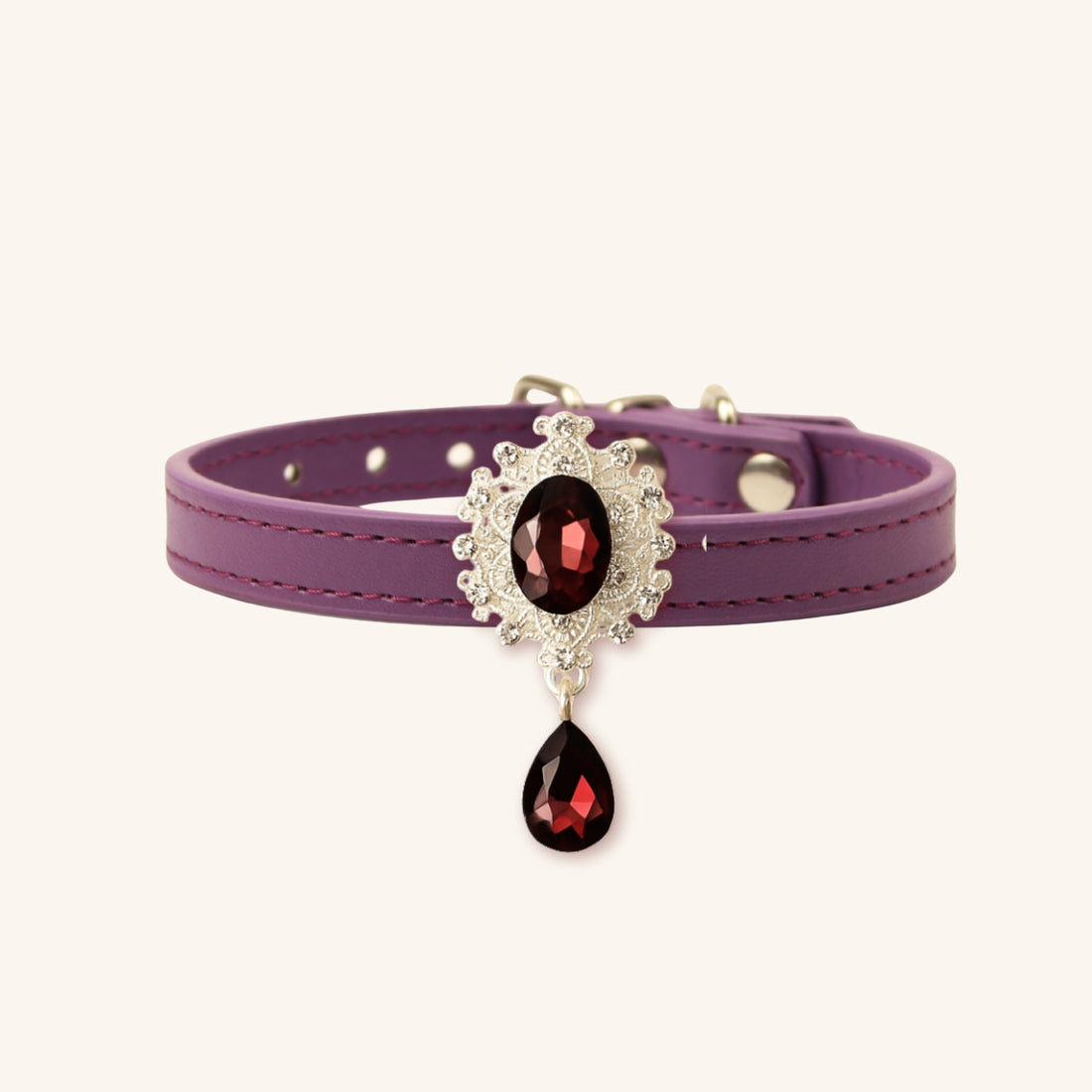 【Mori Cat】Luxury Cat Collar with Interchangeable Gem Charms-Purple