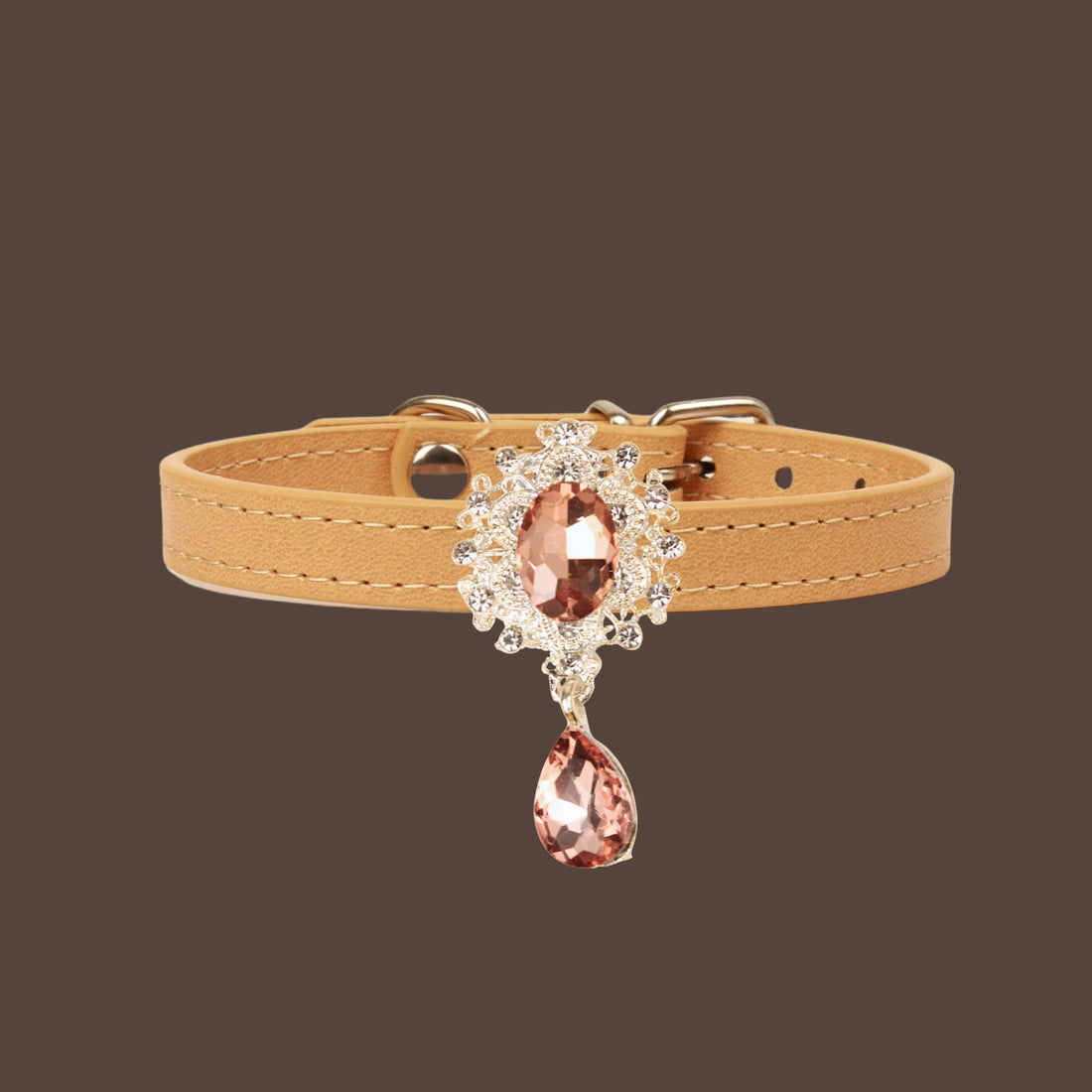 【Mori Cat】Luxury Cat Collar with Interchangeable Gem Charms-Beige