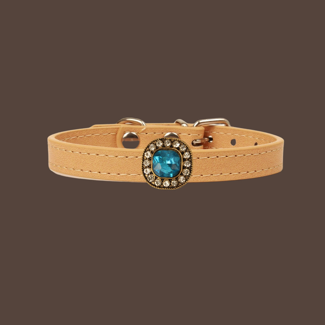 【Mori Cat】Luxury Cat Collar with Interchangeable Gem Charms-Beige