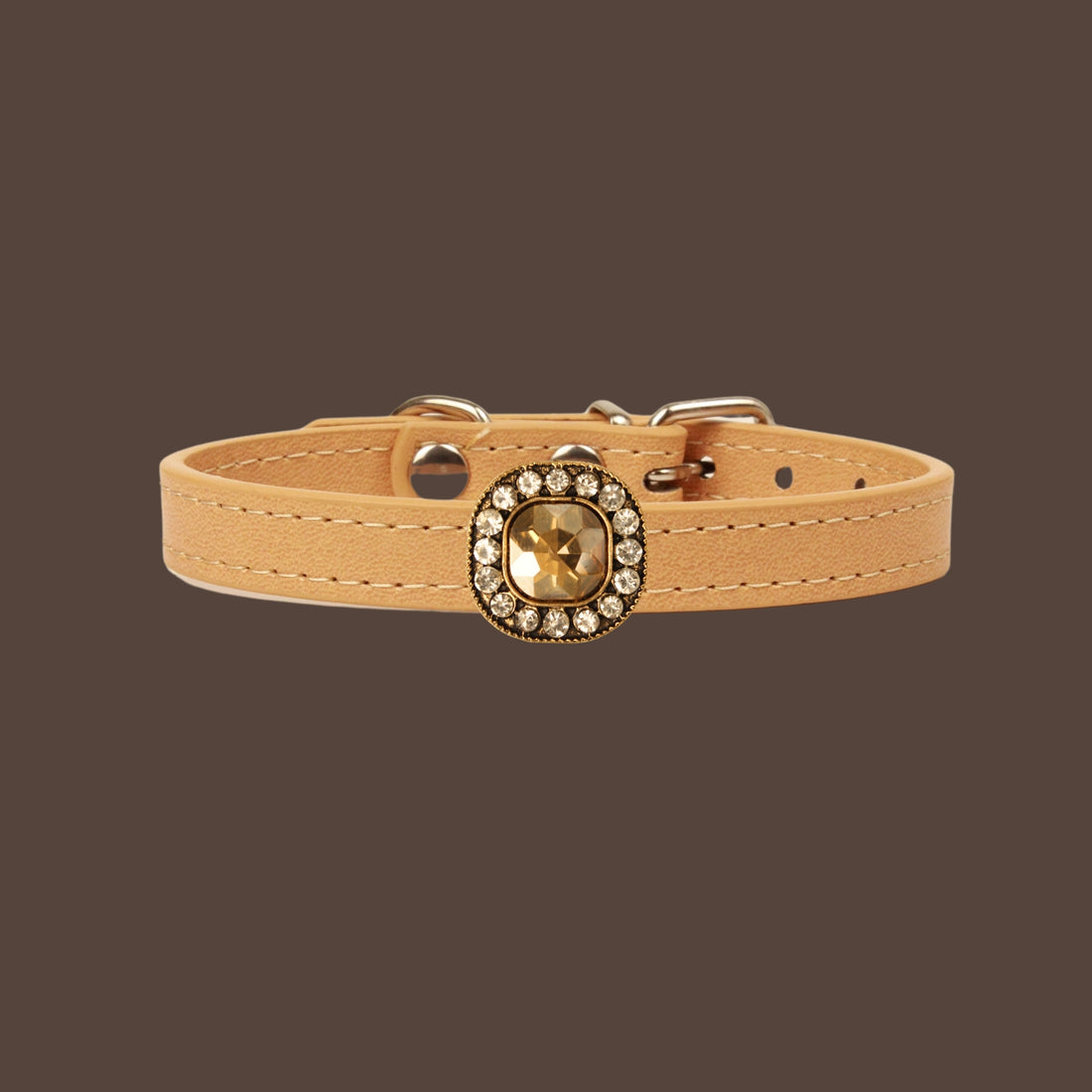 【Mori Cat】Luxury Cat Collar with Interchangeable Gem Charms-Beige
