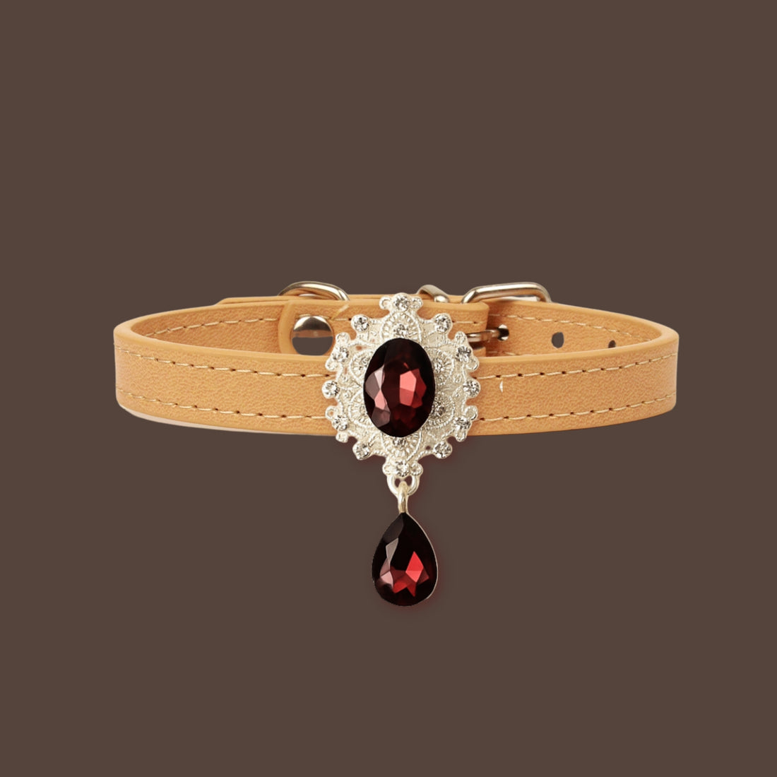 【Mori Cat】Luxury Cat Collar with Interchangeable Gem Charms-Beige