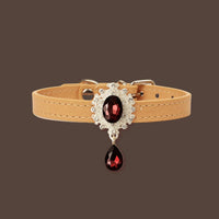 【Mori Cat】Luxury Cat Collar with Interchangeable Gem Charms-Beige