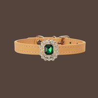 【Mori Cat】Luxury Cat Collar with Interchangeable Gem Charms-Beige