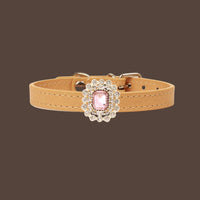 【Mori Cat】Luxury Cat Collar with Interchangeable Gem Charms-Beige