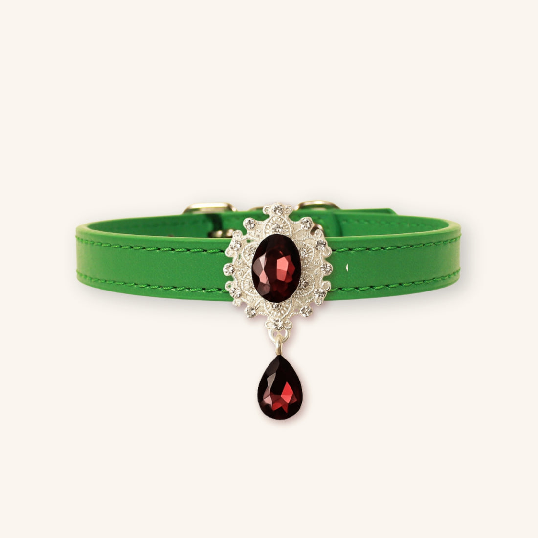 【Mori Cat】Luxury Cat Collar with Interchangeable Gem Charms-Green