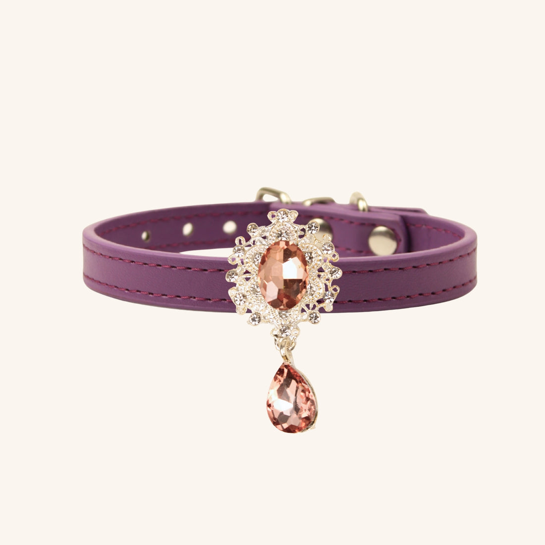 【Mori Cat】Luxury Cat Collar with Interchangeable Gem Charms-Purple