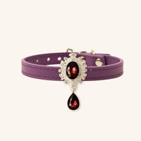 【Mori Cat】Luxury Cat Collar with Interchangeable Gem Charms-Purple