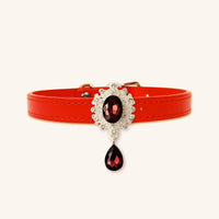 【Mori Cat】Luxury Cat Collar with Interchangeable Gem Charms-Red