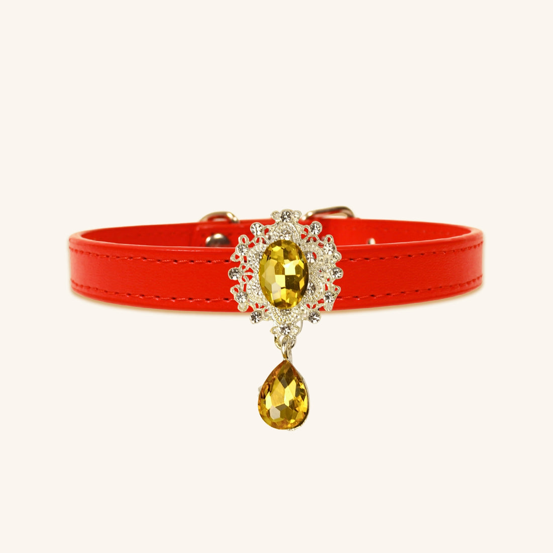 【Mori Cat】Luxury Cat Collar with Interchangeable Gem Charms-Red