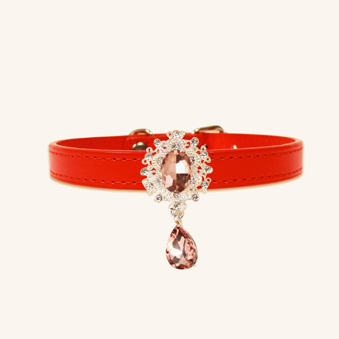【Mori Cat】Luxury Cat Collar with Interchangeable Gem Charms-Red