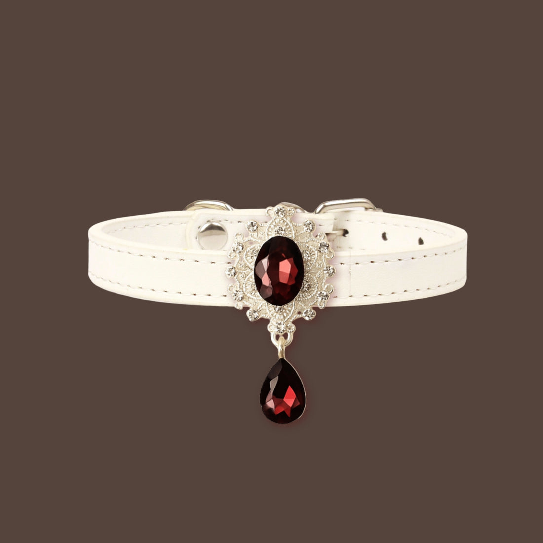 【Mori Cat】Luxury Cat Collar with Interchangeable Gem Charms-White