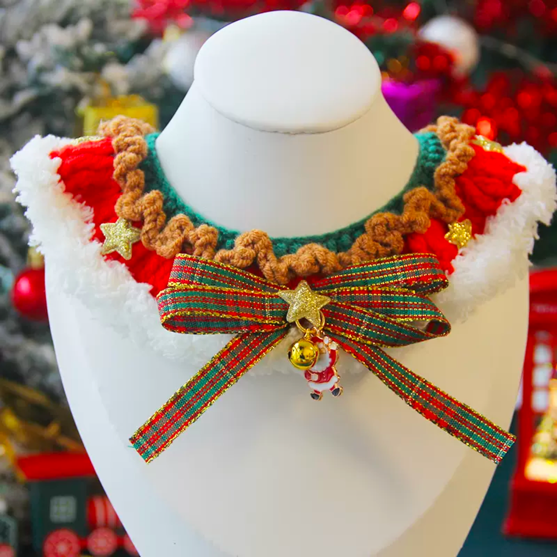 Christmas Red  Bow-knot Collar