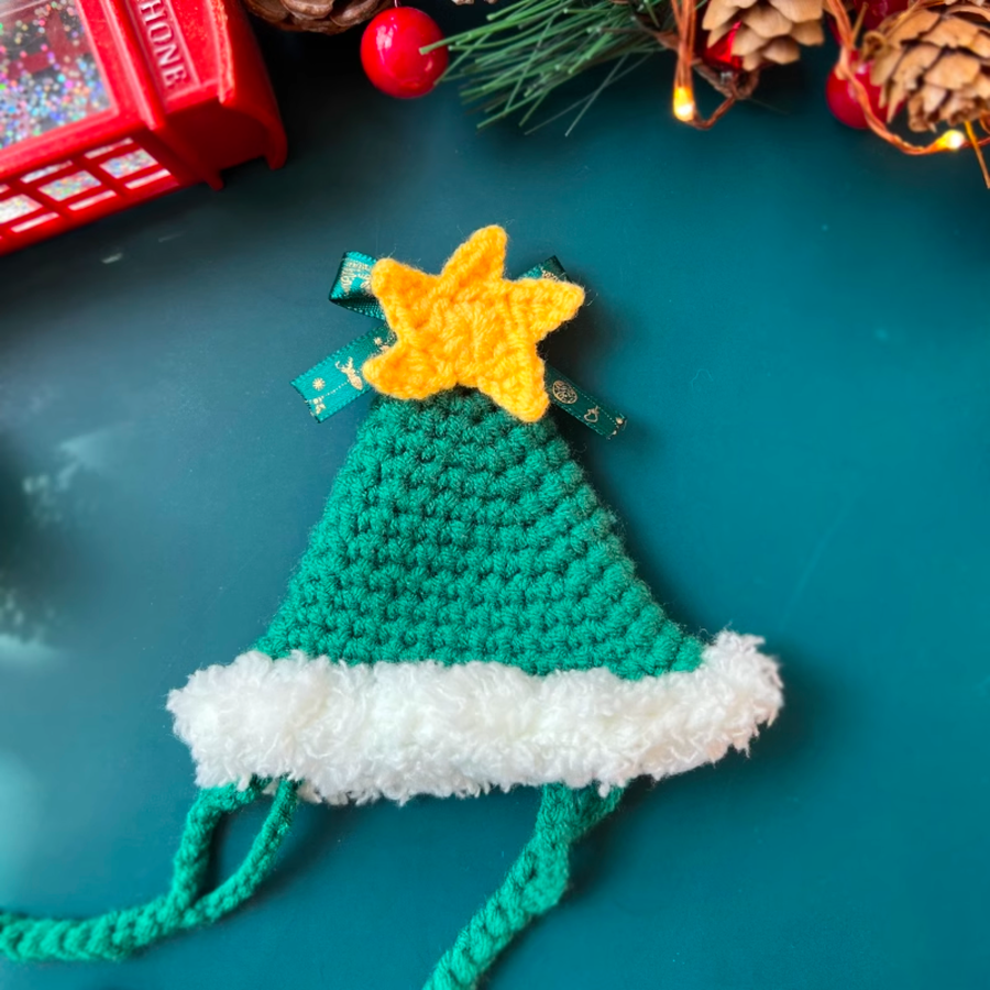 圣诞柔软羊毛围巾帽兜 - 绿色