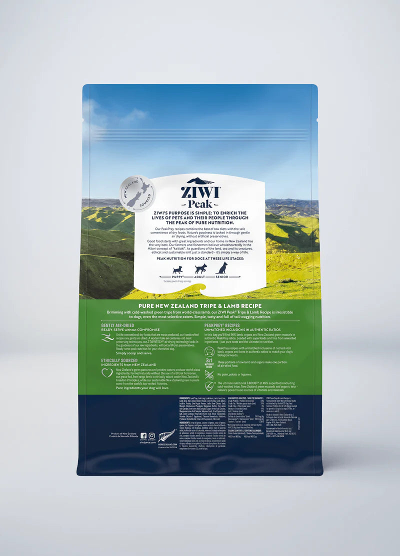 【Ziwi Peak】Air-Dried Dog Food - Tripe & Lamb - 454g & 1kg