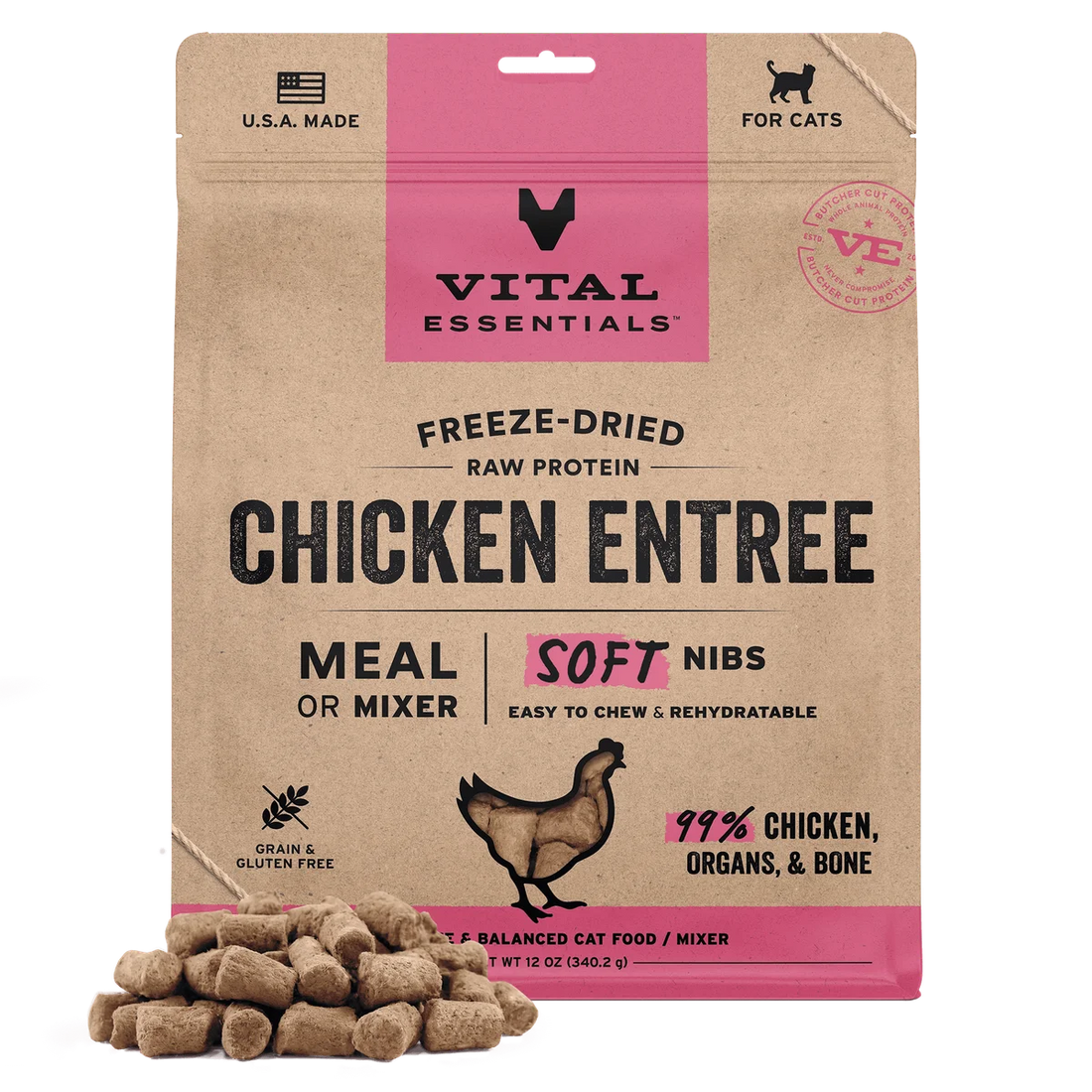 【VITAL ESSENTIALS VE】Vital Cat Freeze-Dried Soft Nibs - Chicken