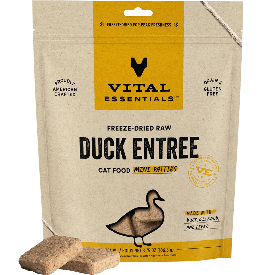 【VITAL ESSENTIALS VE】VC Cat Freeze-Dried Raw Mini Patties - Duck