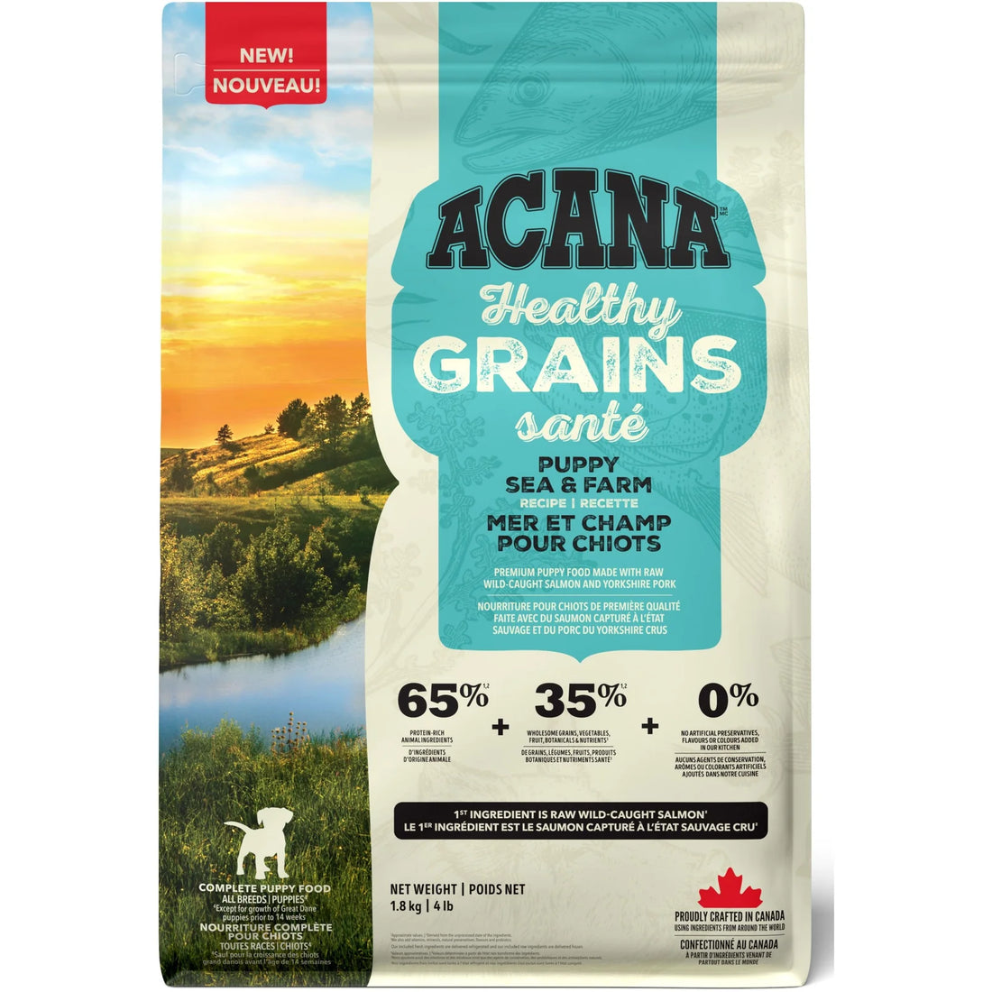 【Acana】Puppy Dry Food- Healthy Grains- Sea + Farm Recipe - 1.8kg &10.2 kg