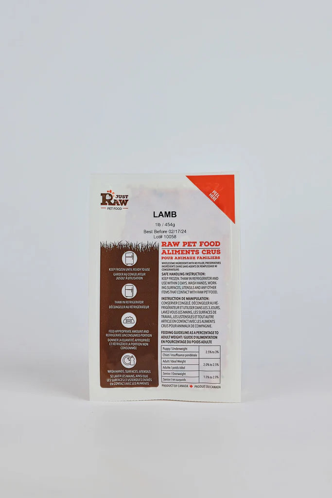 【Just Raw】Raw Cat & Dog Food - Lamb - 0.5lb / 227g