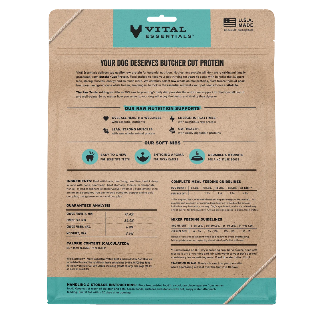 【VITAL ESSENTIALS VE】Vital Dog Freeze-Dried Soft Nibs - Beef & Salmon