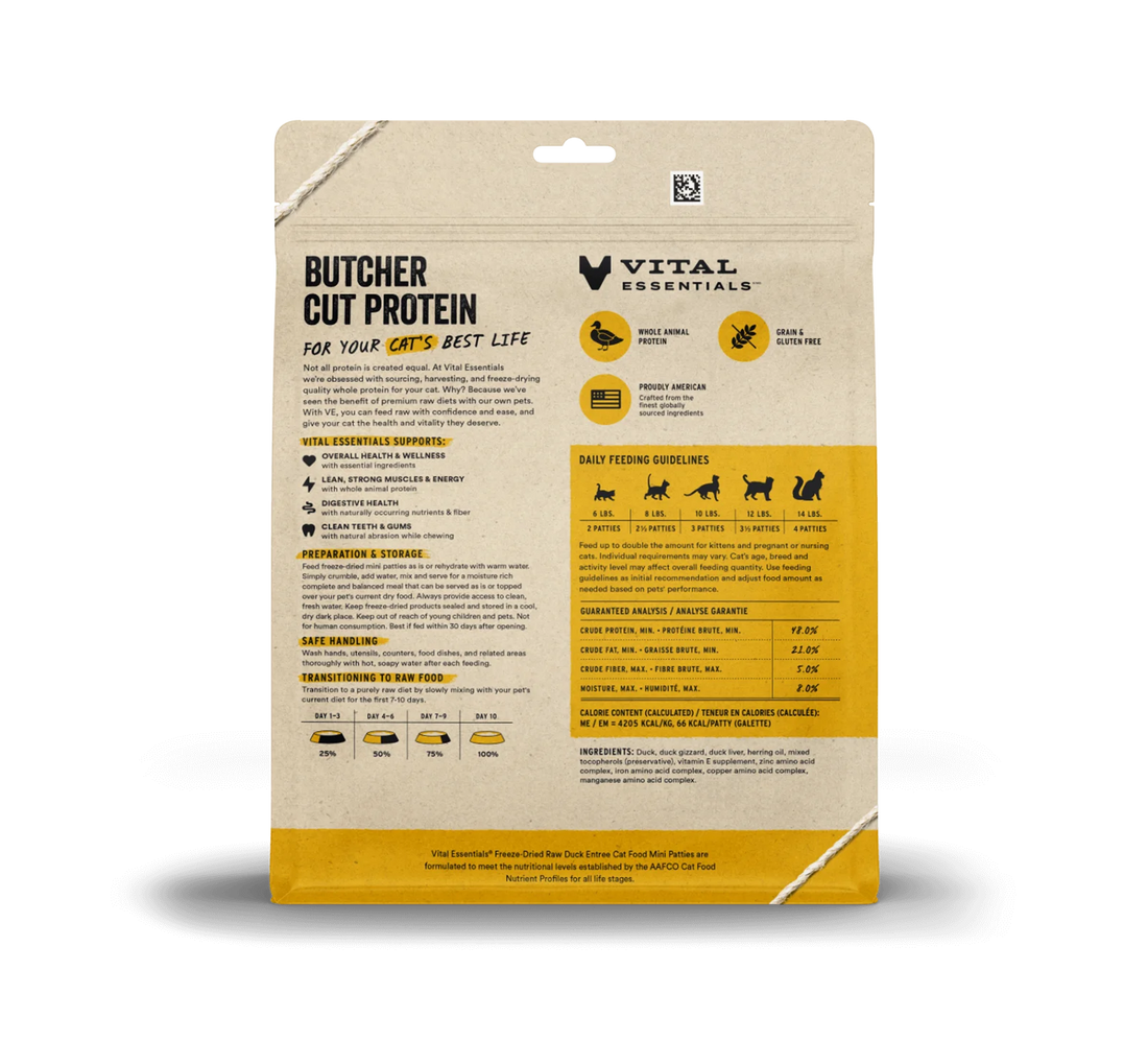 【VITAL ESSENTIALS VE】VC Cat Freeze-Dried Raw Mini Patties - Duck